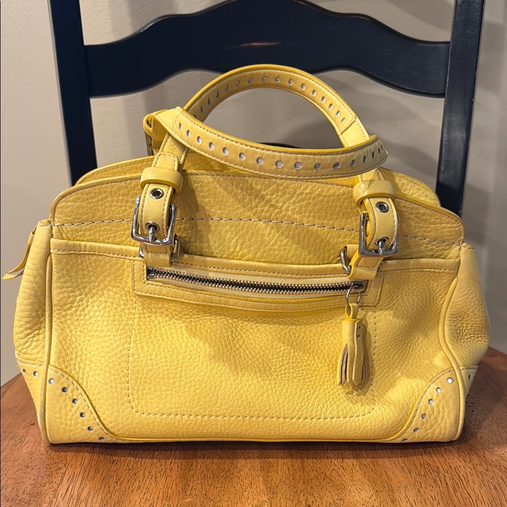 Authentic Coach Yellow Leather Satchel with Silver Hardware - Picture 2 of 6